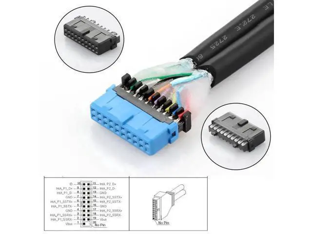 Alt view image 6 of 7 - USB-C & 19/20Pin to USB 3.0 20Pin + Type-E Adapter Splitter, 5Gbps