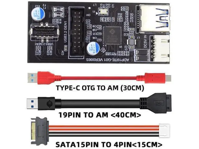 Alt view image 7 of 7 - USB-C & 19/20Pin to USB 3.0 20Pin + Type-E Adapter Splitter, 5Gbps