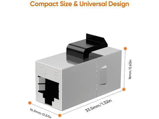 Alt view image 2 of 7 - 10-Pack Shielded RJ45 Female to Female Ethernet Coupler, Cat6 8P8C Inline LAN Cable Extender Adapter
