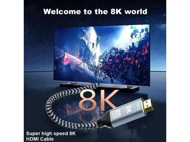 Alt view image 2 of 7 - 3.3FT USB C to HDMI 2.1 Cable, 8K@60Hz 4K@240Hz, Thunderbolt 4/3, HDR & HDCP 2.3 for MacBook, iMac, iPad Pro, Galaxy S23
