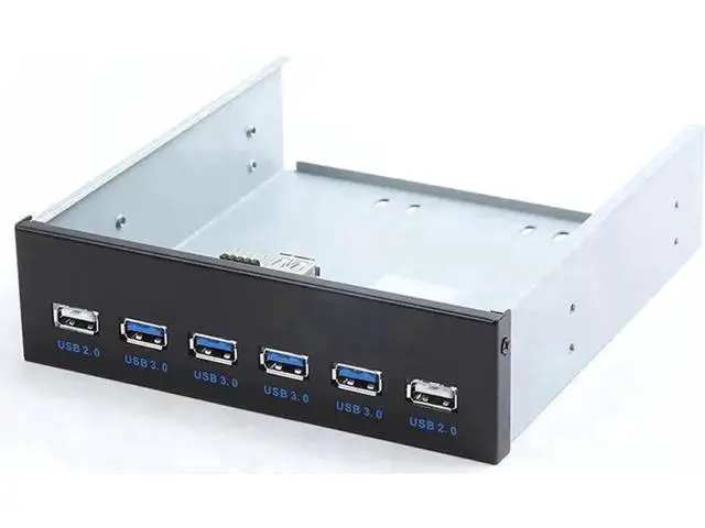 Alt view image 5 of 5 - 5.25 Inch Metal Bracket 6-Port Front Panel USB Hub, 4 USB 3.0 + 2 USB 2.0 Optical Drive Bay Expansion Splitter with 20Pin Motherboard USB Header Cable for Desktop PC Chassis