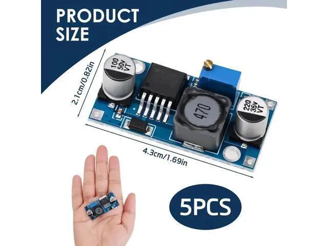 Alt view image 4 of 6 - 5 Pack Adjustable DC-DC Buck Step Down Converter, High Efficiency Voltage Regulator Module, 3A Max, 3V-40V Input 1.5V-35V Output for DIY Electronics
