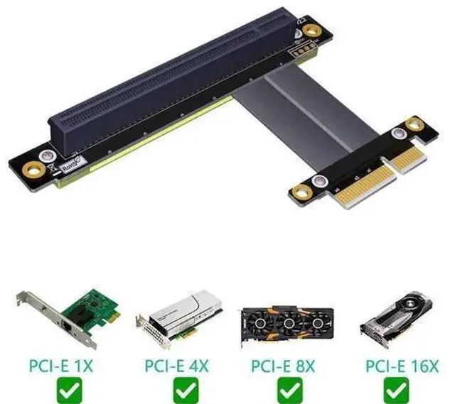 Main image of PCIe 4X to 16X Riser Cable, Flexible GPU Extension Cord for Desktop PC