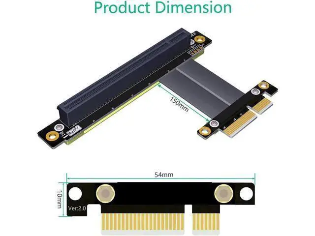 Alt view image 2 of 6 - PCIe 4X to 16X Riser Cable, Flexible GPU Extension Cord for Desktop PC