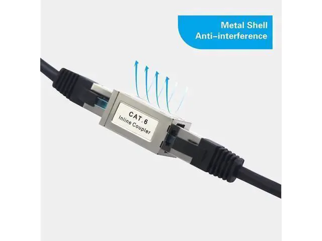 Alt view image 5 of 7 - 10 Pack Silver Shielded RJ45 Cat6 Coupler, Female to Female Inline PoE Ethernet Extender Connector Compatible with Cat5/Cat5e/Cat6 Network Cables