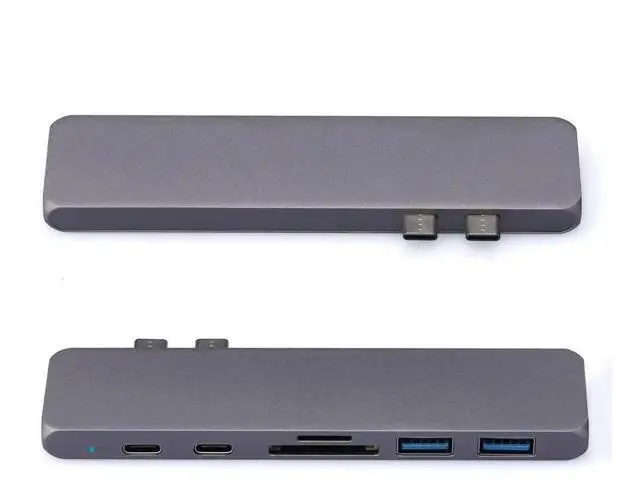 Alt view image 2 of 5 - 7-in-1 USB-C Multiport Hub Adapter with 4K HDMI, Dual USB 3.0, Dual USB-C Data Ports, SD & TF Card Reader, Compatible with MacBook Pro/Air, iMac, Mac Mini, iPhone 15 Series