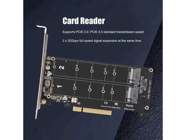 Alt view image 2 of 7 - PH45 M.2 NVMe M Key to PCIe X8 Adapter Card, PCIe 3.0/4.0 Full Speed 32Gbps NVMe SSD Expansion Card for Desktop PC
