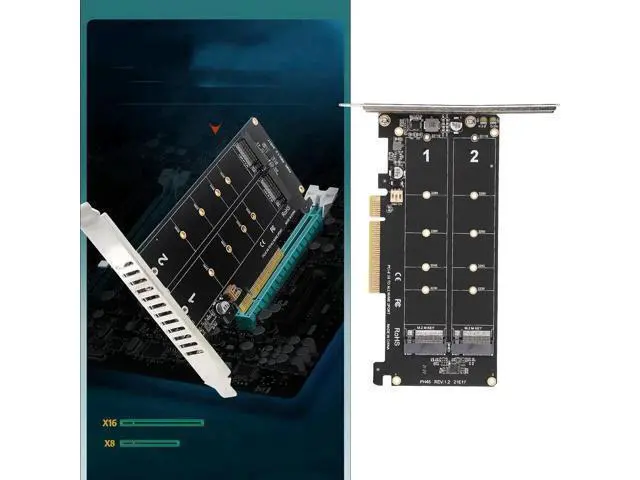Alt view image 5 of 7 - PH45 M.2 NVMe M Key to PCIe X8 Adapter Card, PCIe 3.0/4.0 Full Speed 32Gbps NVMe SSD Expansion Card for Desktop PC