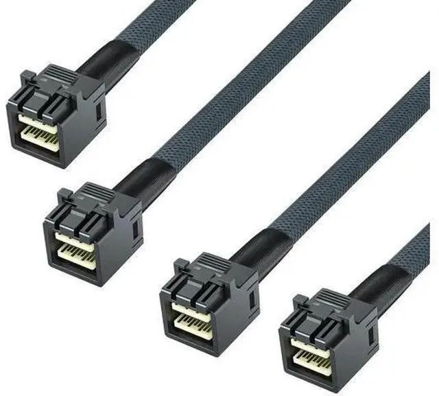 Main image of 1m/3.3ft 2 Pack Internal 12G Mini SAS HD Cable SFF-8643 to SFF-8643 with Sideband, 100-Ohm Impedance for NVMe Backplane & RAID Card, Support Hot-Swap & SATA