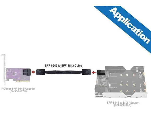 Alt view image 4 of 4 - 1m/3.3ft 2 Pack Internal 12G Mini SAS HD Cable SFF-8643 to SFF-8643 with Sideband, 100-Ohm Impedance for NVMe Backplane & RAID Card, Support Hot-Swap & SATA