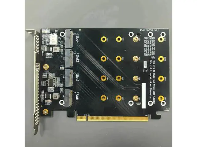 Alt view image 2 of 7 - PCIe 4.0 x16 to 4 M.2 NVMe SSD Expansion Card, Gen4 Full Speed 1-to-4 Quad NVMe Adapter Supports 2242/2260/2280/22110 SSD (Without Heatsink)
