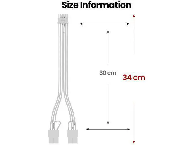 Alt view image 7 of 7 - White PCIe 5.0 12VHPWR GPU Extension Cable, 16Pin(12+4) 12V-2x6 Male to Dual 8Pin(6+2) Female Sleeved Power Cord, 16AWG, Compatible with RTX 4070 Ti/4090/4080/3090 Ti