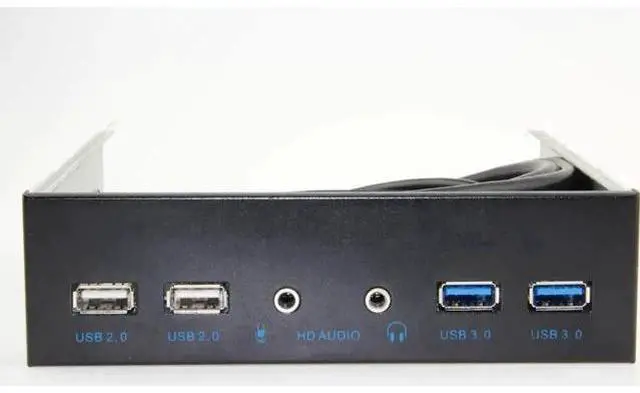 Main image of 5.25 Inch PC Front Panel USB Hub, 2 USB3.0 + 2 USB2.0, HD Audio & Mic Jack, 20Pin Header with 2FT Extension Cable for Desktop Computer Case