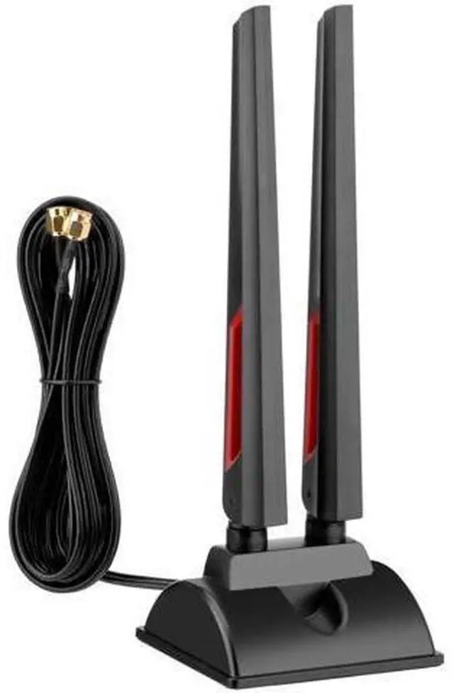 Main image of WiFi 6E Tri-Band Antenna 2.4G/5G/6G, Magnetic Base RP-SMA Antenna with Extension Cable for Desktop PC