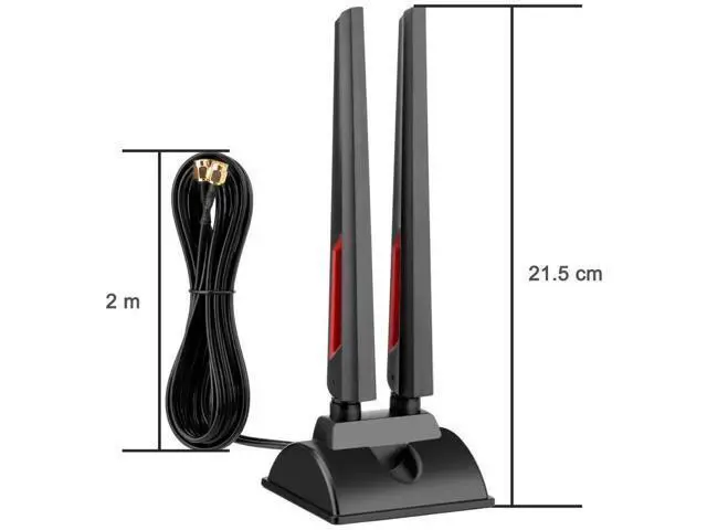 Alt view image 3 of 6 - WiFi 6E Tri-Band Antenna 2.4G/5G/6G, Magnetic Base RP-SMA Antenna with Extension Cable for Desktop PC