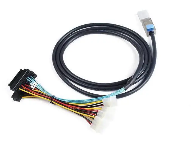 Alt view image 3 of 6 - 2M Mini-SAS SFF-8088 26Pin to 4X SAS SFF-8482 29Pin Fanout Cable with Large 4Pin Power, 6.6FT Compatible with Dell HP Lenovo Supermicro Server RAID HBA Controller