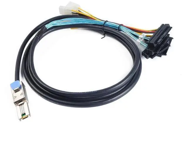 Alt view image 5 of 6 - 2M Mini-SAS SFF-8088 26Pin to 4X SAS SFF-8482 29Pin Fanout Cable with Large 4Pin Power, 6.6FT Compatible with Dell HP Lenovo Supermicro Server RAID HBA Controller