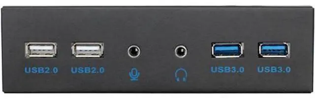 Alt view image 2 of 5 - 5.25 Inch CD-ROM Bay 4-Port Front Panel USB Hub with HD Headphone & Microphone Jack, 2 USB 3.0 + 2 USB 2.0 Stereo Audio Expansion Bracket for Desktop PC Chassis
