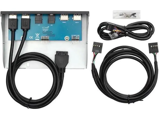 Alt view image 4 of 5 - 5.25 Inch CD-ROM Bay 4-Port Front Panel USB Hub with HD Headphone & Microphone Jack, 2 USB 3.0 + 2 USB 2.0 Stereo Audio Expansion Bracket for Desktop PC Chassis