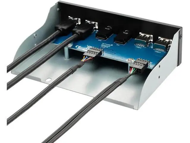 Alt view image 5 of 5 - 5.25 Inch CD-ROM Bay 4-Port Front Panel USB Hub with HD Headphone & Microphone Jack, 2 USB 3.0 + 2 USB 2.0 Stereo Audio Expansion Bracket for Desktop PC Chassis