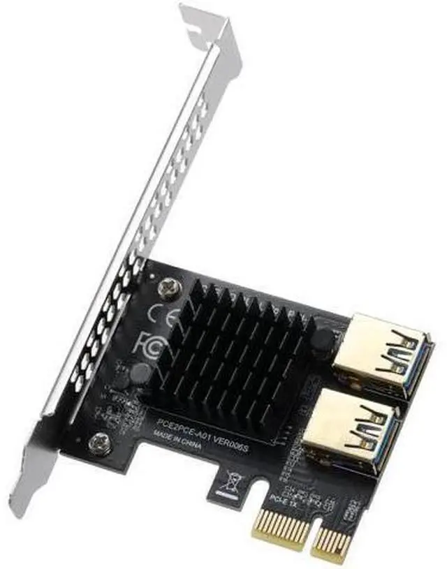 Main image of PCI-E 1X to 2 PCI-E Riser Card, PCIe Multiplier Expansion Card with Dual USB 3.0 Ports, External Extension Adapter for GPU Crypto Mining Rig