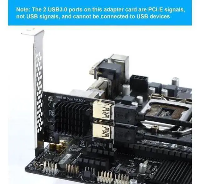 Alt view image 3 of 7 - PCI-E 1X to 2 PCI-E Riser Card, PCIe Multiplier Expansion Card with Dual USB 3.0 Ports, External Extension Adapter for GPU Crypto Mining Rig