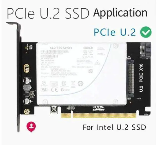 Alt view image 3 of 7 - PCIe 3.0 x16 to U.2 SFF-8639 Adapter Card, NVMe U.2 SSD Converter for 2.5" U.2 NVMe / SATA SSD, Compatible with Intel U.2 SSD & Samsung PM953