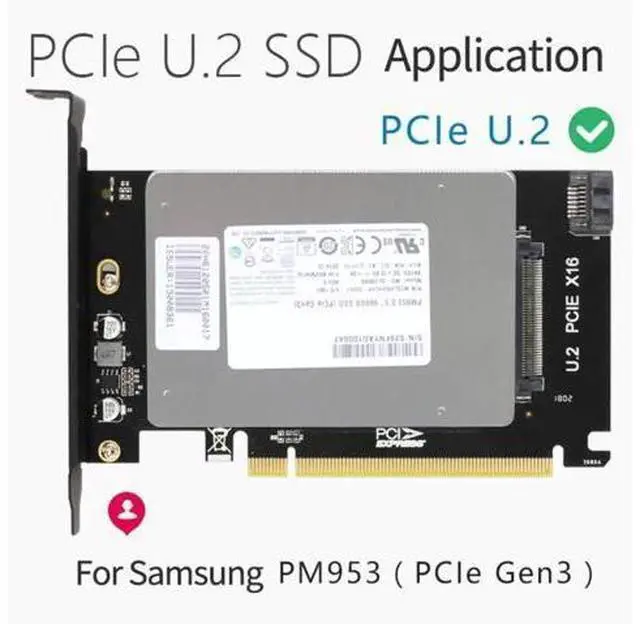 Alt view image 2 of 7 - PCIe 3.0 x16 to U.2 SFF-8639 Adapter Card, NVMe U.2 SSD Converter for 2.5" U.2 NVMe / SATA SSD, Compatible with Intel U.2 SSD & Samsung PM953