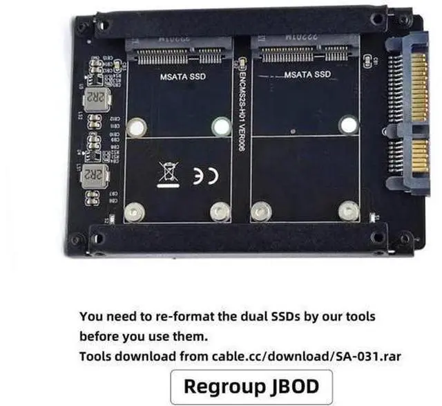 Alt view image 3 of 7 - Dual mSATA to 2.5" SATA RAID Bridge Adapter Card, Support RAID0/JOBD/Span Mode for 2.5-inch SATA Drive Enclosure