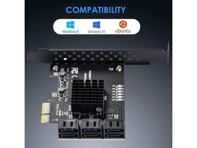 Alt view image 4 of 7 - ASM1166 6-Port PCIe SATA 3.0 Expansion Card, 6Gbps with 6 SATA Cables & Low Profile Bracket