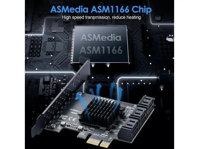 Alt view image 5 of 7 - ASM1166 6-Port PCIe SATA 3.0 Expansion Card, 6Gbps with 6 SATA Cables & Low Profile Bracket