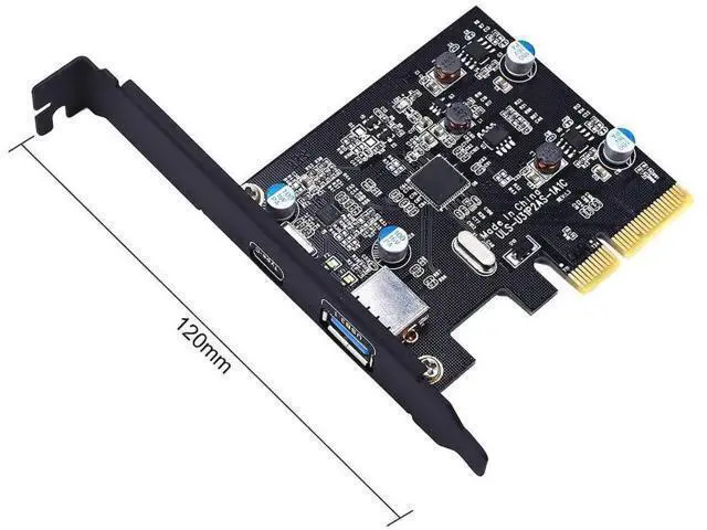 Alt view image 6 of 7 - PCIe 4X USB3.1 10Gbps Expansion Card ASM1142 Chip, 1×USB-A +1×USB-C External Riser Adapter