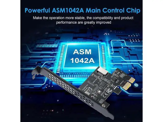 Alt view image 4 of 7 - PCIe 1X to USB 3.2 Gen1 Type-E Expansion Card 5Gbps with ASM1042A