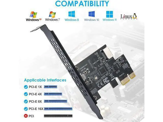 Alt view image 3 of 7 - PCIe 1X to USB 3.2 Gen1 Type-E Expansion Card 5Gbps with ASM1042A