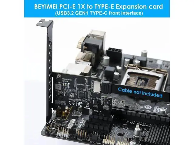 Alt view image 7 of 7 - PCIe 1X to USB 3.2 Gen1 Type-E Expansion Card 5Gbps with ASM1042A