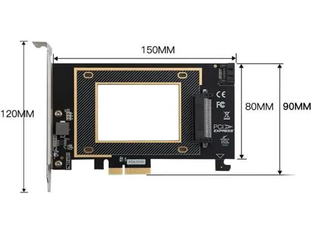 Alt view image 3 of 3 - PCIe X16 to U.2 SFF-8639 Adapter Card, Supports NVMe U.2 / SAS / SATA 7+15 2.5-inch SSD