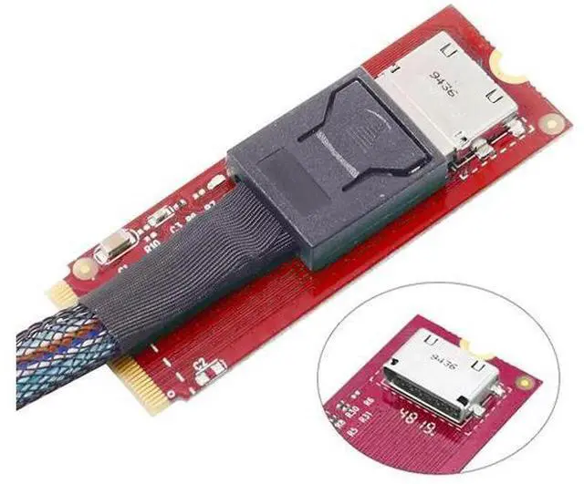 Alt view image 3 of 7 - M.2 M-Key to OCuLink SFF-8612 SFF-8611 Adapter, PCIe 4.0 for 2260 NVMe SSD