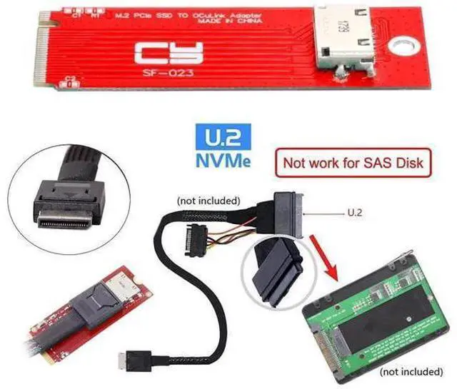 Alt view image 5 of 7 - M.2 M-Key to OCuLink SFF-8612 SFF-8611 Adapter, PCIe 4.0 for 2260 NVMe SSD