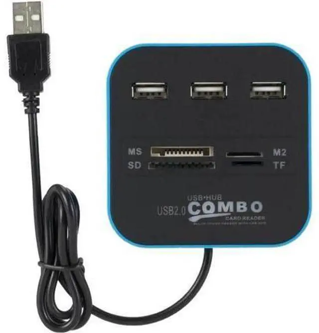 Main image of 3-Port USB 2.0 Hub with SD TF Card Reader, All-in-One Mini USB Combo Splitter, 480Mbps High Speed Data Transfer Plug and Play