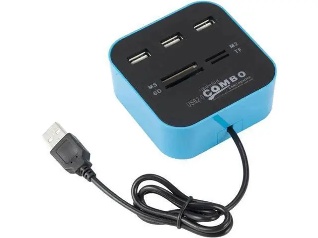 Alt view image 2 of 5 - 3-Port USB 2.0 Hub with SD TF Card Reader, All-in-One Mini USB Combo Splitter, 480Mbps High Speed Data Transfer Plug and Play