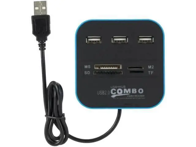 Alt view image 3 of 5 - 3-Port USB 2.0 Hub with SD TF Card Reader, All-in-One Mini USB Combo Splitter, 480Mbps High Speed Data Transfer Plug and Play