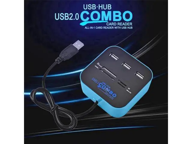 Alt view image 5 of 5 - 3-Port USB 2.0 Hub with SD TF Card Reader, All-in-One Mini USB Combo Splitter, 480Mbps High Speed Data Transfer Plug and Play