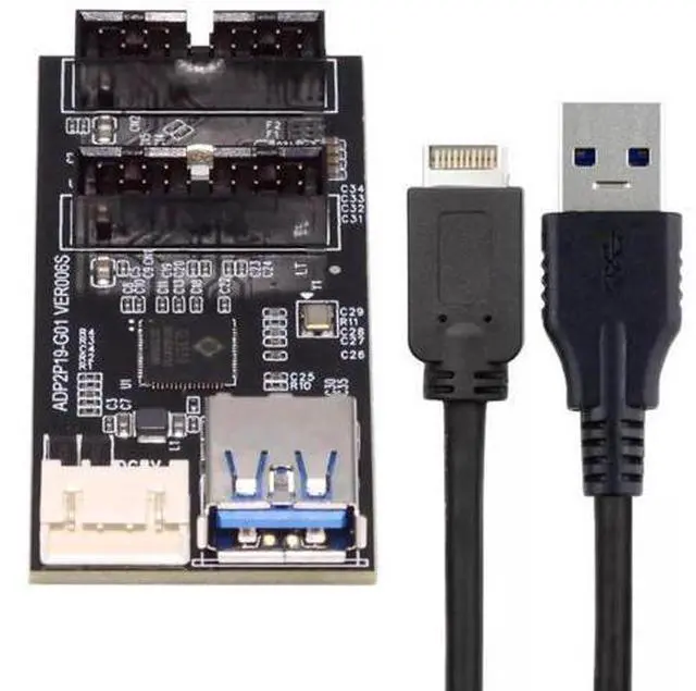 Main image of USB 3.1 Type-E 1 to 2 USB 3.0 19/20Pin Splitter PCBA Adapter Hub Port Multiplier with SATA Power Cable for Desktop Motherboard Front Panel