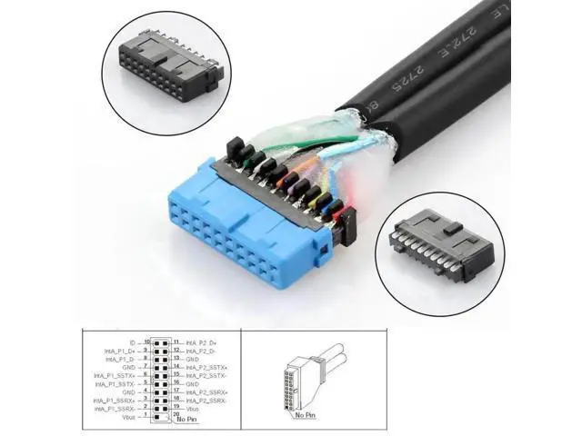 Alt view image 4 of 7 - USB 3.1 Type-E 1 to 2 USB 3.0 19/20Pin Splitter PCBA Adapter Hub Port Multiplier with SATA Power Cable for Desktop Motherboard Front Panel