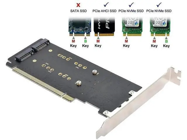 Alt view image 4 of 7 - PCIe 3.0 x16 VROC RAID Adapter Card, M.2 NVMe AHCI Gen3 x4 to PCIe Gen3 x16 Hyper RAID Card Supports RAID 0