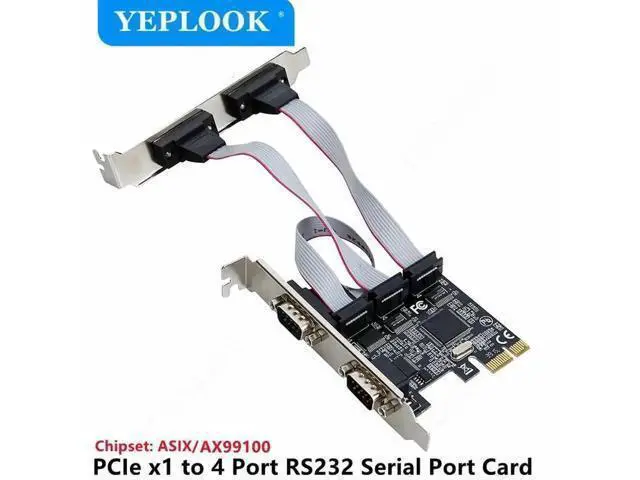 Alt view image 2 of 6 - PCIe x1 to 4-Port DB9 RS232 Serial COM Expansion Card, AX99100 ASIX Chipset Industrial I/O Adapter for Desktop PC