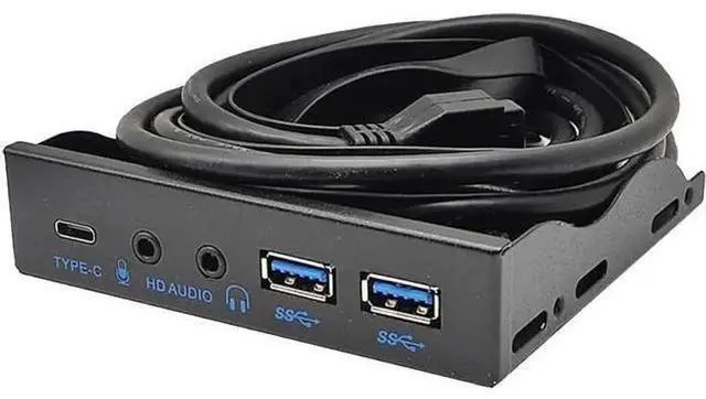 Main image of 3.5 Inch PC Floppy Bay Front Panel Hub, 10Gbps USB 3.2 Gen2 USB-C + 2 USB3.0 Ports with HD Audio Mic Jack, Needs Motherboard 20-Pin USB & USB3.2 Key-A Headers for Desktop Chassis