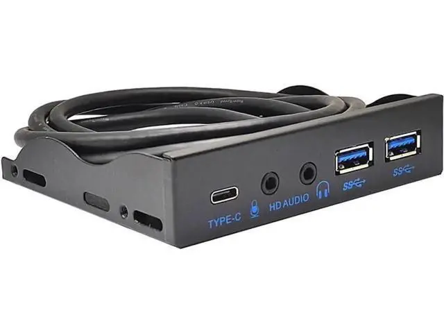 Alt view image 5 of 5 - 3.5 Inch PC Floppy Bay Front Panel Hub, 10Gbps USB 3.2 Gen2 USB-C + 2 USB3.0 Ports with HD Audio Mic Jack, Needs Motherboard 20-Pin USB & USB3.2 Key-A Headers for Desktop Chassis