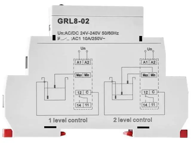 Alt view image 2 of 6 - 1PC GRL8-02 Water Level Control Relay with Stainless Probe, AC/DC 24V-240V Liquid Level Controller