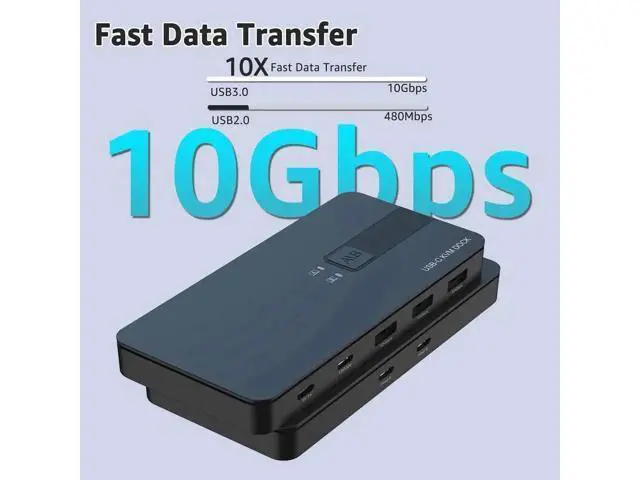 Alt view image 7 of 7 - 10Gbps USB 3.2 USB-C Switch for 2 PCs, Share USB-A & USB-C Peripherals, One-Key Switch